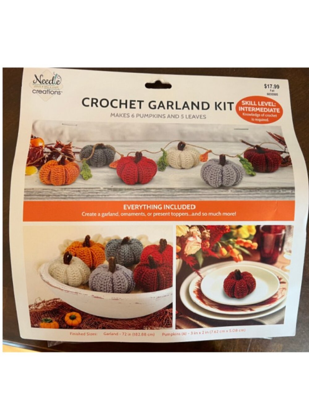 Pumpkin Garland Crochet Kit, Fall Autumn Pumpkin Ornaments Yarn Kit, DIY Pumpkin